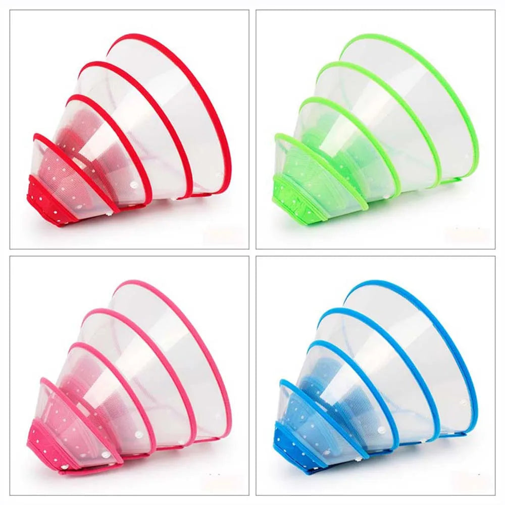 Pet Recovery Dog Cones Cat Cones After Surgery Adjustable Breathable Dog Cone Collar Soft Plastic Puppy Elizabethan E-Collar