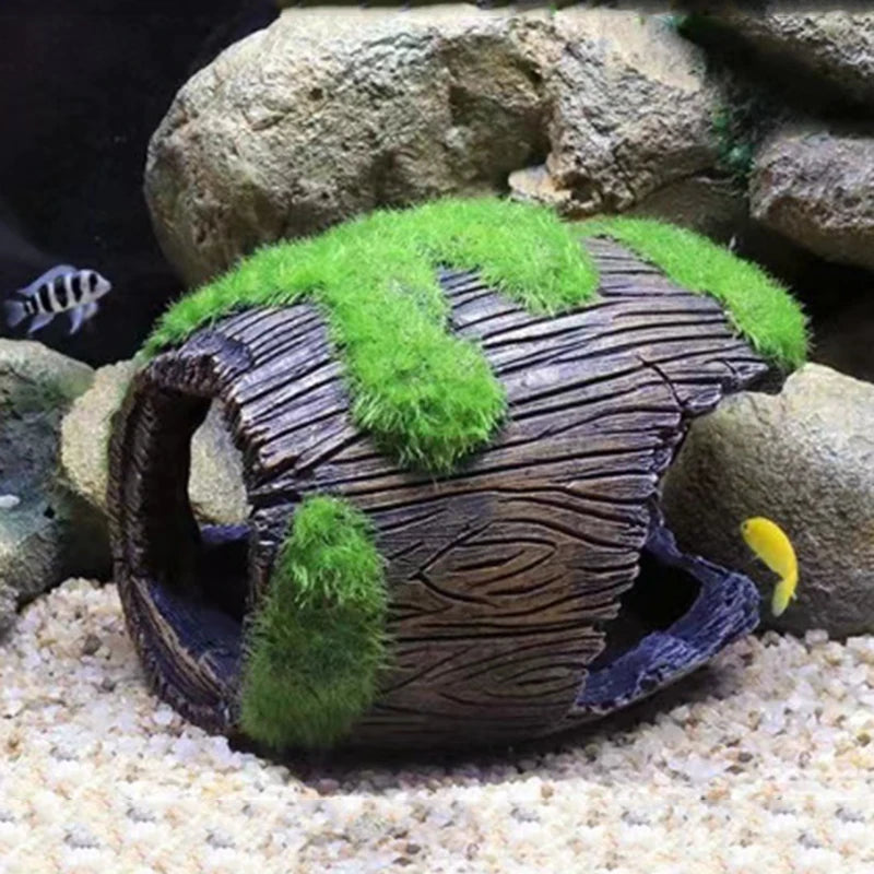 1Pcs Artificial Aquarium Decoration Shelter Ornament Cask Decor Resin Landscaping House for Fish Accessories for Aquarium Stuff