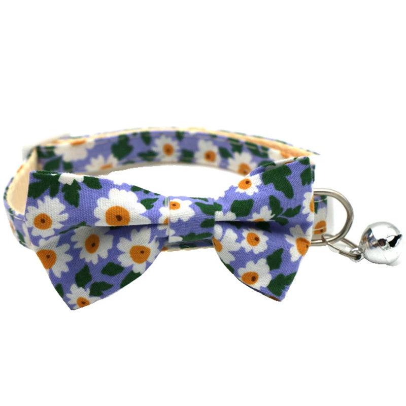 New Deign Floral Pet Dog Collars Adjustable Daisy Christmas Cosplay York Dog Necklace Cute Bow Tie Sphinx Cat Cute Neck Collars