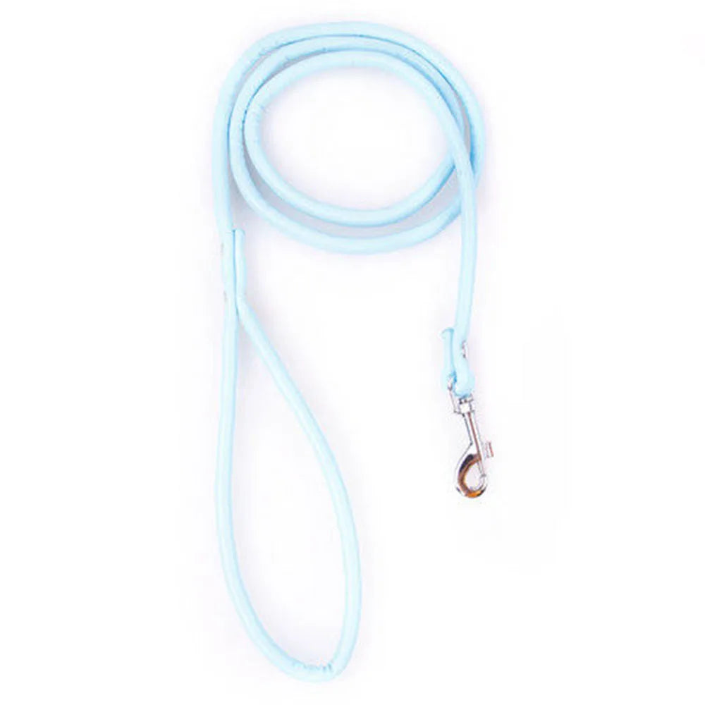 Pet Products Round Colorful PU Rolled Dog Walking Leashes for Small Medium Breeds Dogs Puppy Chain Lead Training Walking Leash