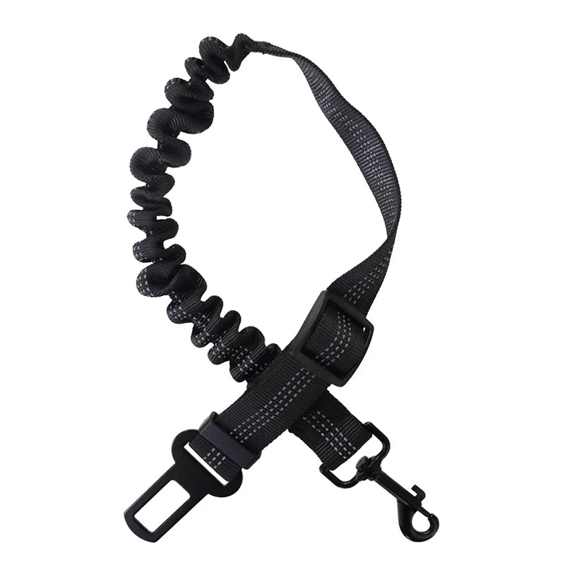 Dog Car Leash Seat Belt Attachment for Dogs Cats Pets Adjustable Safety Elastic Lead Harness for Cars with Elastic Nylon Buffer