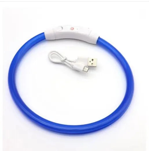 40/50/70cm Led Dog Collar USB Rechargeable Pet Dog Night Luminous Charge Collar Glowing Necklace Collar Safety Night Light