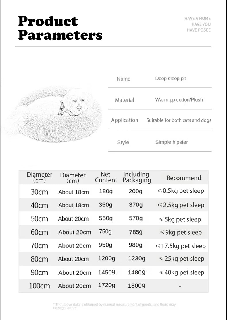 Circular Cat Bed with Plush Insulation Deep Sleep for Pets Soft Macaron Pet Mat Removable and Washable Suitable for All Seasons