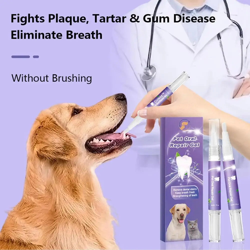 3ml Teeth Cleaning Gel For Dogs Breath Freshener Dog Oral Cleansing Gel Natural Dog Toothpaste Gel For Dogs & Cats Pet Breath