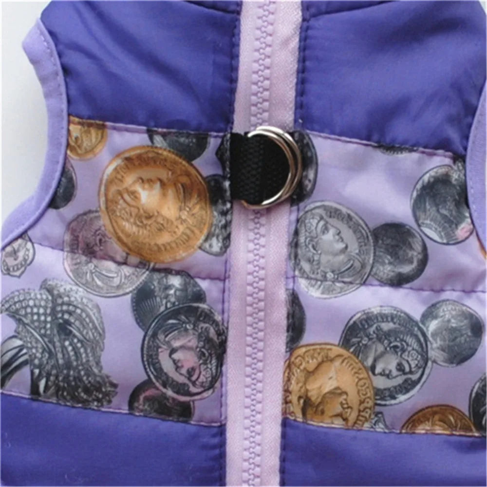 Windproof Pet Vest Jacket Winter Warm Big Dog Clothes Puppy Harness Clothing Funny Printed Coat for Small Medium Dogs Cats XS-XL