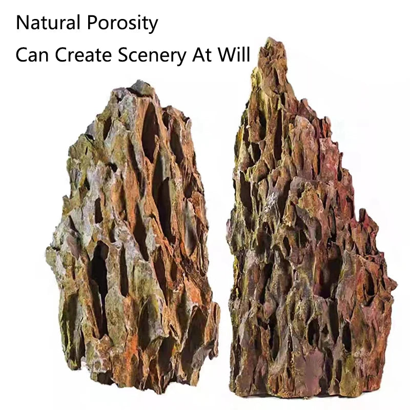 Natural Aquarium Decoration Stone Rockery Landscaping Fish Tank Porous Pine Stone Beautiful Landscape Good for Plants Growth