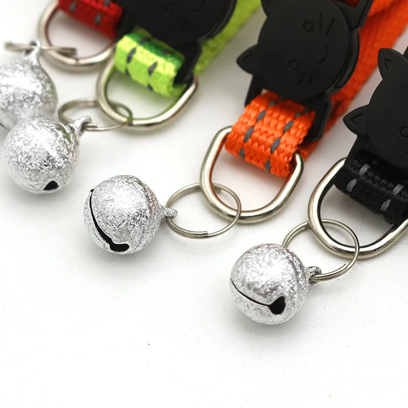 Ring Bell Pet Dog Collars Chihuahua Durable Solid Nylon Pet Neck Accessories Adjustable 1.0cm Necklace for Cats Drop Shipping