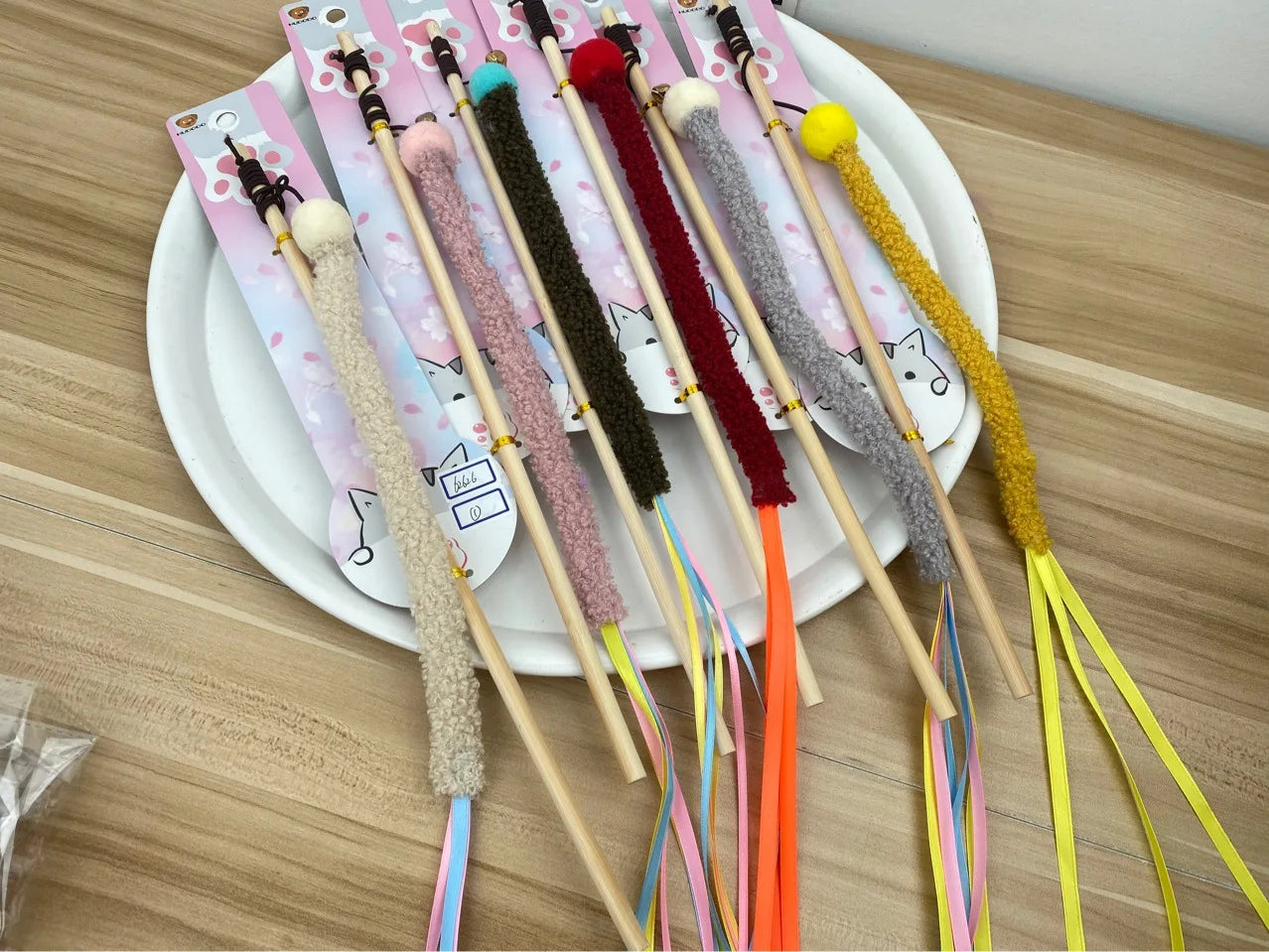 Cat Toy Cat Teaser Sticks Teasing Cats Stick Cats Toys Strips Ribbons Tassels Pet Cats Self-hi Interactive Biting Pet Supplies.