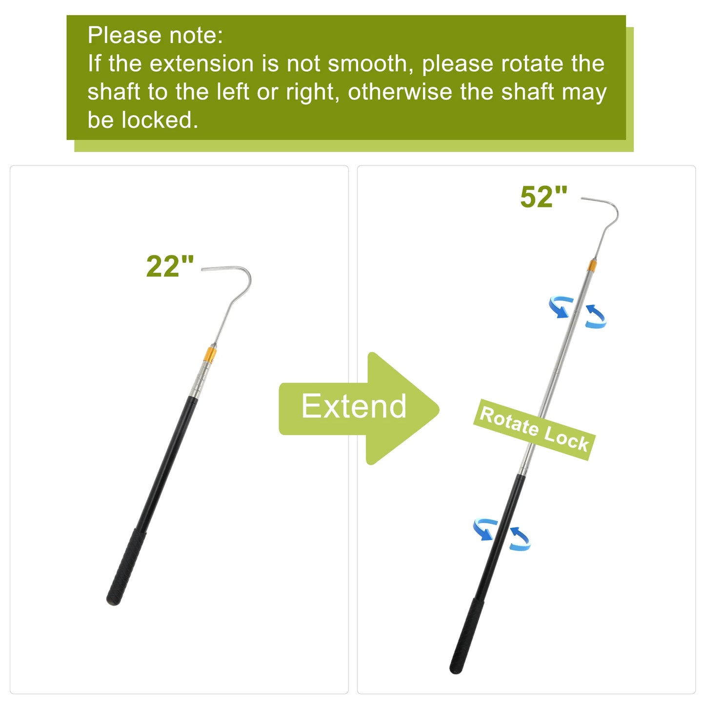 UXCELL Reptiles Amphibians Cleaning Tools Snake Hook Retractable Snake Catcher Snake Stick Snake Grabber Tool Black