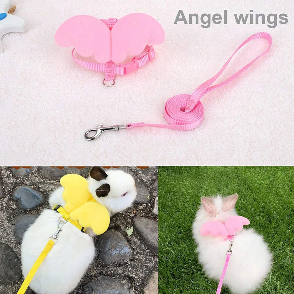 Small Animal Rabbit Harness with Leash Cute Bunny Collar Pet Bunny Supplies Cat Harness & Leash Set for Adult Guinea Pig Ferret