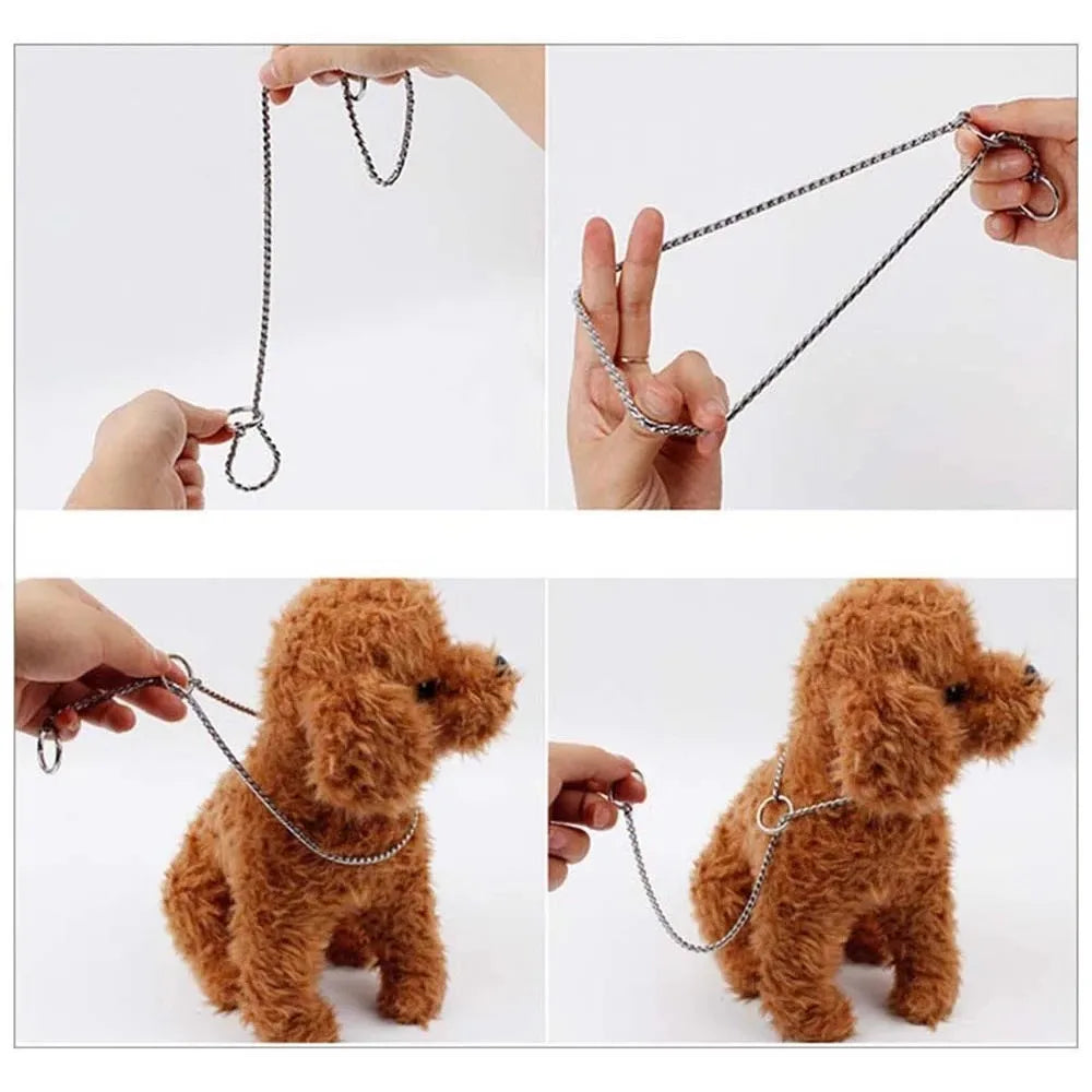 Dog P Chrome Plated Metal Dog Training Choke and Collar, Fully Guaranteed, Against Rust Tarnish or Breakage, Recommended