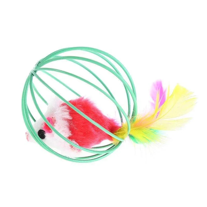 Cat Toy Pet Cat Kitten Playing Mouse Rat Mice Ball Cage Toys Pet Supplies Random Color аксесуари для котів