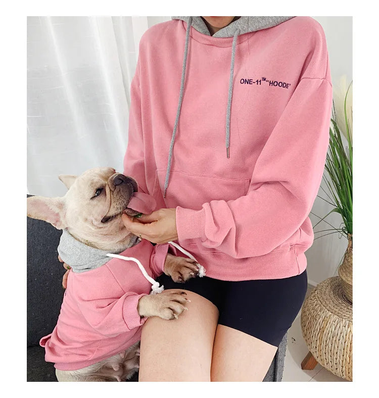 The New Pet Clothes Dog Clothes Parent-child Wear Spring and Autumn Korean Version Pure Cotton Hoodie Four Colors Seven Sizes