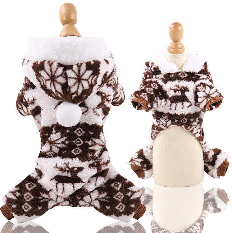 Pet Dog Soft Warm Jumpsuits Clothing for Dogs Pajamas Fleece Small Puppy Coat Pet Outfits Hoodie Clothing Cats Clothes Christmas