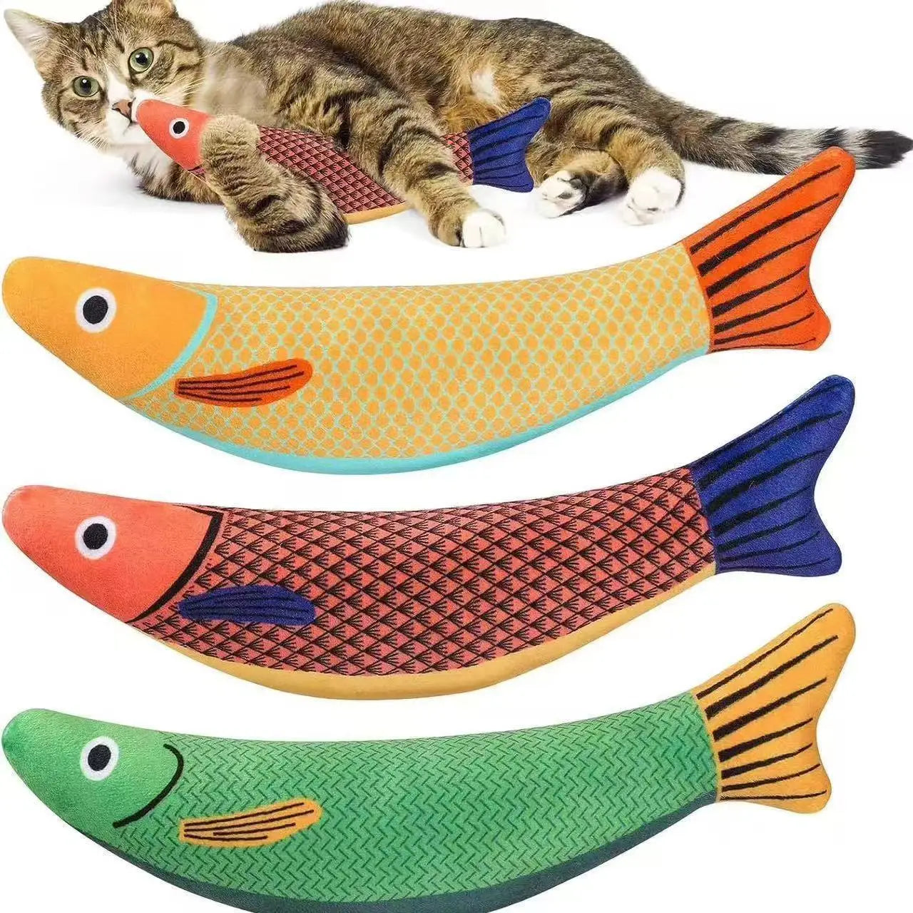 Cat Toys Saury Fish, Soft Durable Cat Catnip Crinkle Sound Toys Pet Accessories, Interactive Cat Kicker Toys for Indoor Kitten