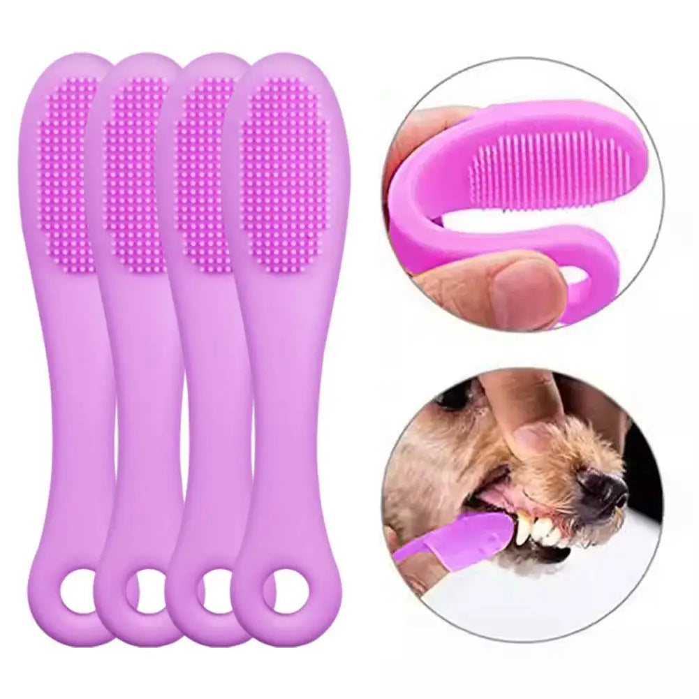 4pcs Pet Finger Toothbrush Cat Dog Silicone Toothbrush Comfortable And Safe Convenient And Easy To Use Keep Your Pet's Oral Heal