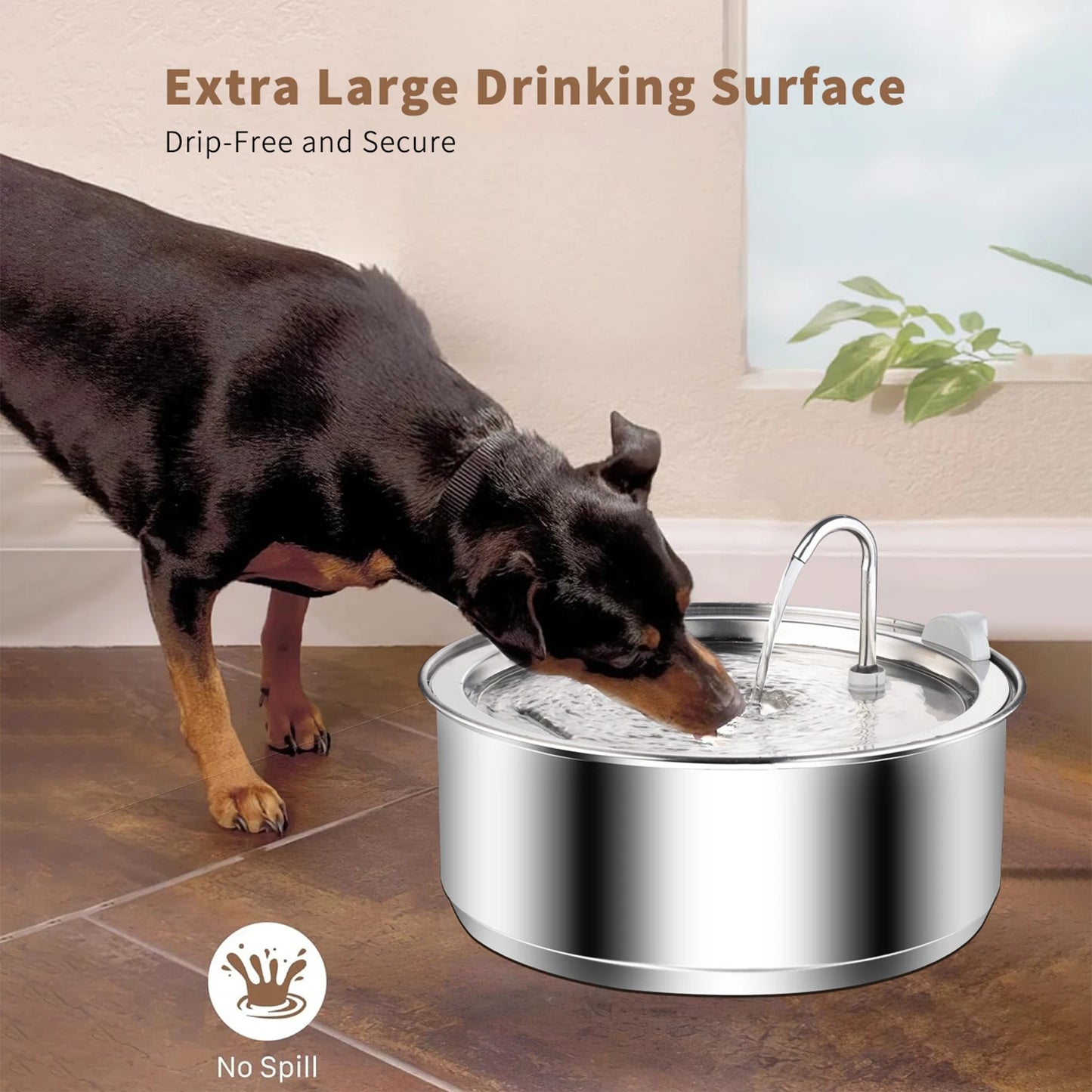 8L Large capacity stainless steel water dispenser with Sensor for dogs cats,Dog water fountain,Dog Cat Pet Water Feeder Bowl