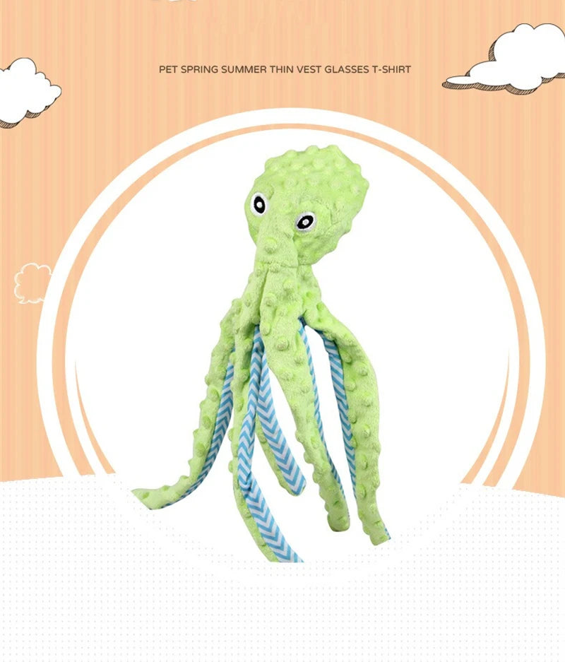 Sounding Animal Pet Dog Accessories Cartoon Plush Octopus Interactive Toy for Small Puppy Chihuahua Bite Resistant Pet Products