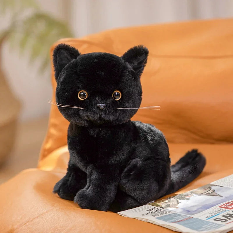 26cm Simulation Grey White Black Cat Plush Toy Cartoon Sitting Lifelike Kitten Animal Cats Artificial Touch Doll Gift for Kids