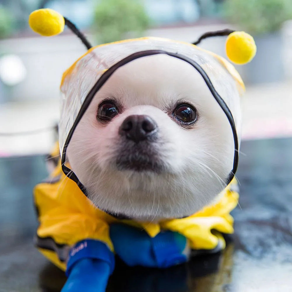 Small Dog All-Body Waterproof Raincoat Funny Animal Shaped Pet Puppy Raincoat Dog Rain Coat Hooded Clothing Outdoor Reflective