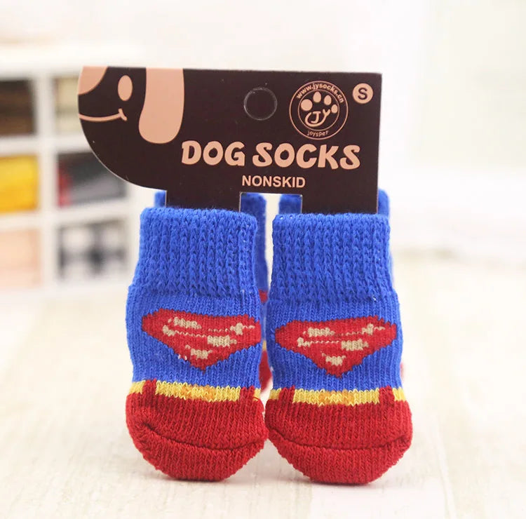 4pcs/Set Dog Shoes For Small Dogs Anti Slip Cat Socks For Cat Cute Dog Socks Pet Chihuahua Dog Clothes Christmas Dog Accessories