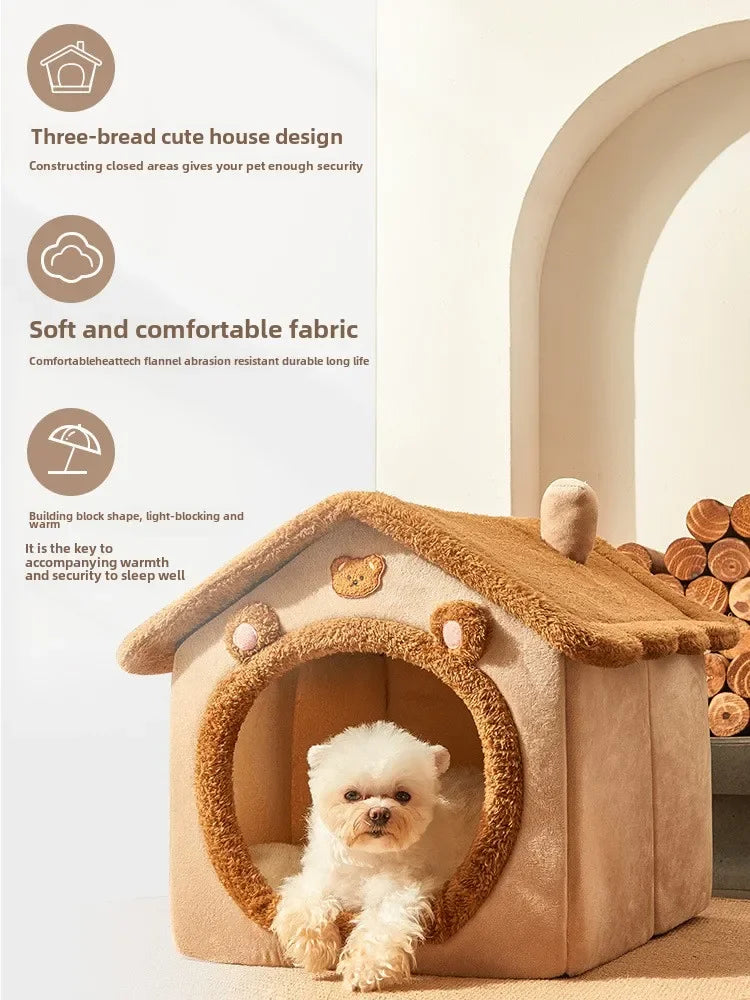 The kennel is universal in all seasons, the house type is small, the dog can be dismantled and washed, the dog house cat litter
