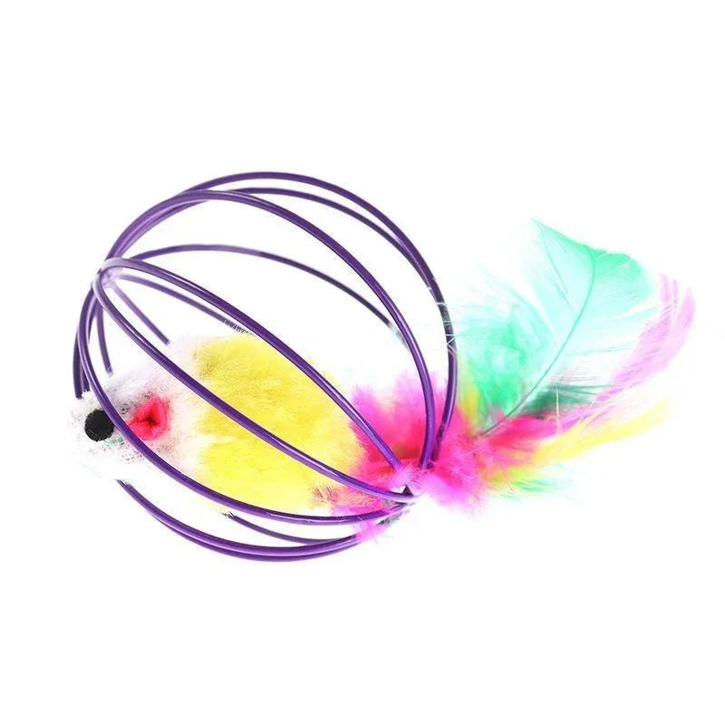 Cat Toy Pet Cat Kitten Playing Mouse Rat Mice Ball Cage Toys Pet Supplies Random Color аксесуари для котів