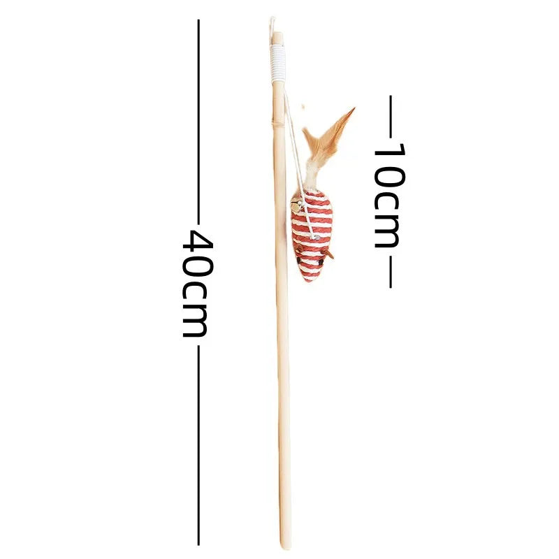Cat Toy Cat Teaser Sticks Wooden Pole Tease Cat Stick Mouse Bell Tease Cat Stick Cat Self Hi Interactive Cat Toy