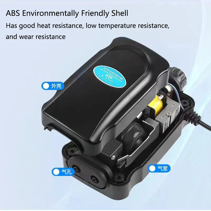 220~240V Silent Aquarium Oxygen Air Pump Fish Tank Adjustable Air Volume High Power Oxygenator Air Compressor Aerator 3/5/8/10W