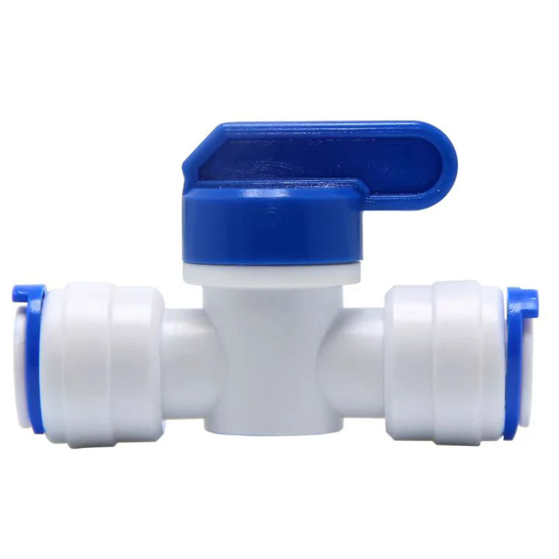 1Pcs Aquarium Fitting RO Water Straight Plastic Ball Valve with Quick Connect 1/4' 3/8' OD Hose Male Reverse Osmosis Connector