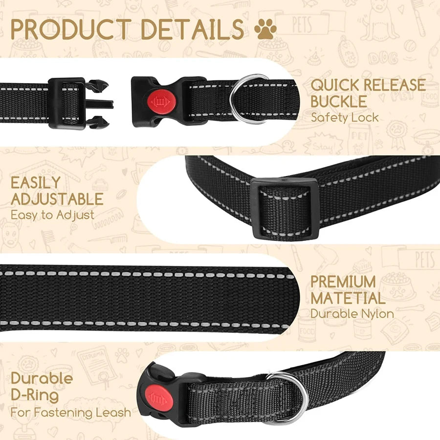 Pet Nylon Reflective Collar Cat and Dog Collar Adjustable Reflective Cat and Dog Collar