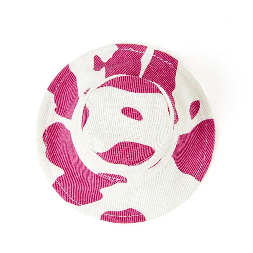 Cute Bucket Hat for Dogs Pet Outdoor Sunscreen Hat Summer Cap Puppy Dog Hat with Adjustable Belt for Small Medium and Large Dogs