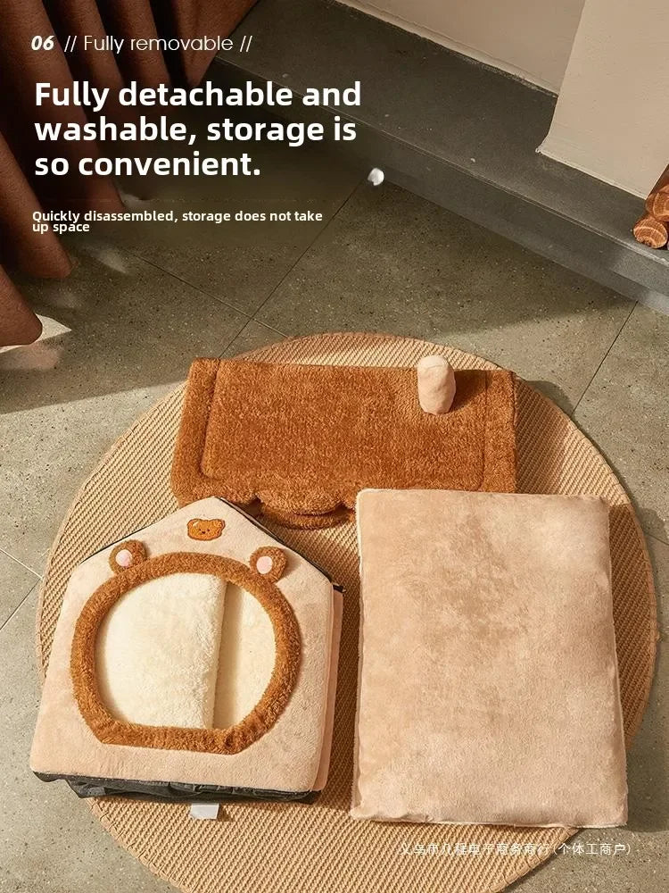 The kennel is universal in all seasons, the house type is small, the dog can be dismantled and washed, the dog house cat litter