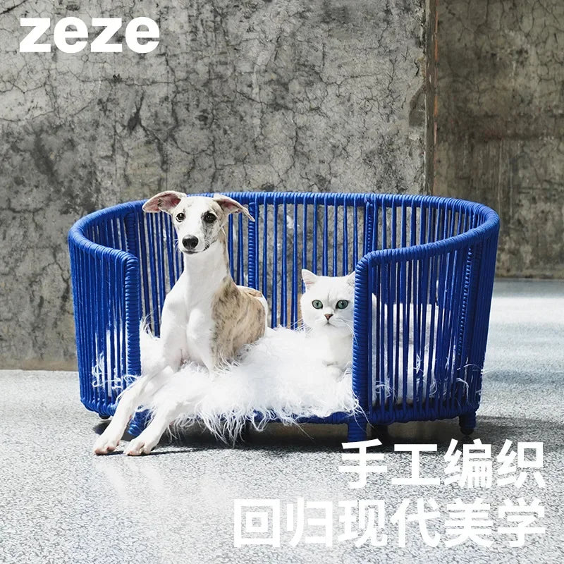 Zeze rope kennels universal in all seasons removable and washable cat litter dog bed small dog cute pet winter warm cat litter