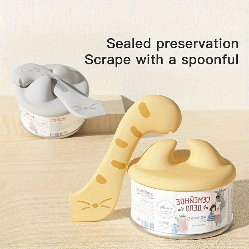 Pet Spoon Multifunctional Can Opener Wet Food Feeding Spoon Silicone Pet Can Sealing Lid Food Storage Cat Dog Accessories