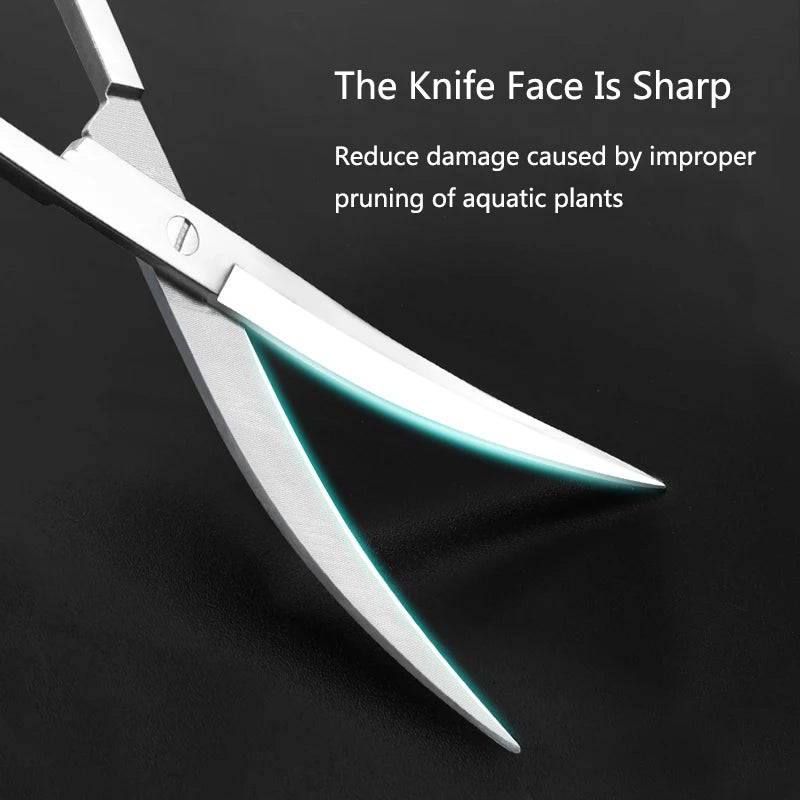 24cm Stainless Steel Curved Aquarium Scissor Aquarium Plants Trimming Tool Tank Cleaner Accessories Water Grass Pruning Tools