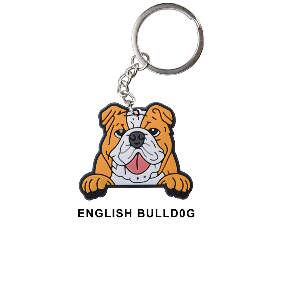 Cartoon Cool Dogs Keychains Bulldog English Springerspaniel Keyrings Maltese Greyhound Key Chains Husky Keeshond Key Rings Gifts