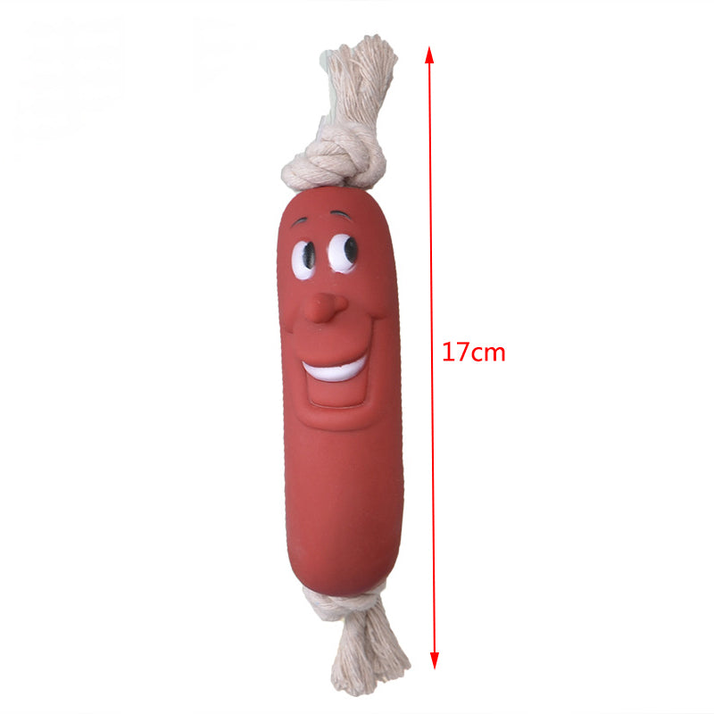1Pcs Interactive Squeaky Pet Dog Chew Toys Teeth Cleaning Funny Brown Toy Rubber Sausage Products Toys For dog Pets accessories