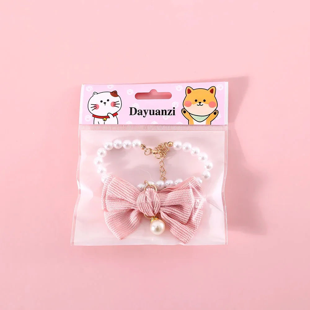 Dog Pearls Necklace Jewelry for Small Dog Puppy Cat Wedding Collar Chihuahua Yorkie Girl Pet Clothes Costume Outfits Accessories