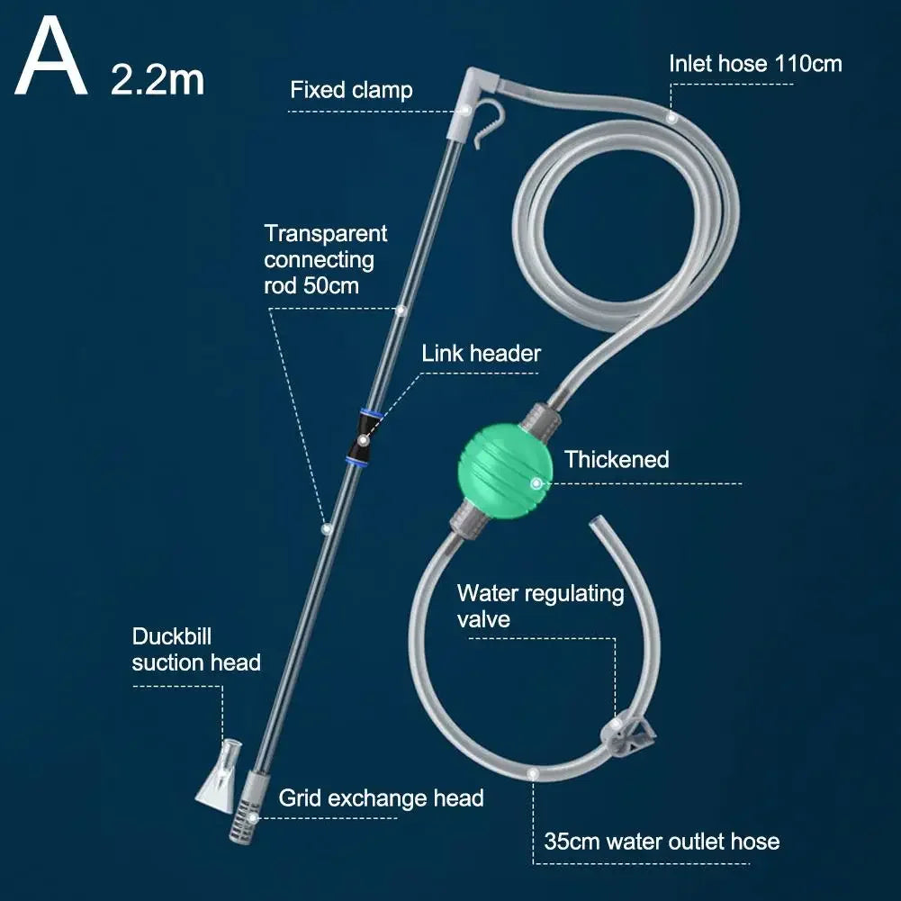 Fish Tank Water Changer Aquarium Siphon Vacuum Gravel Manure Suction Change Pipe Cleaning Kit Water Sand Tool Sand Cleaning K2X7