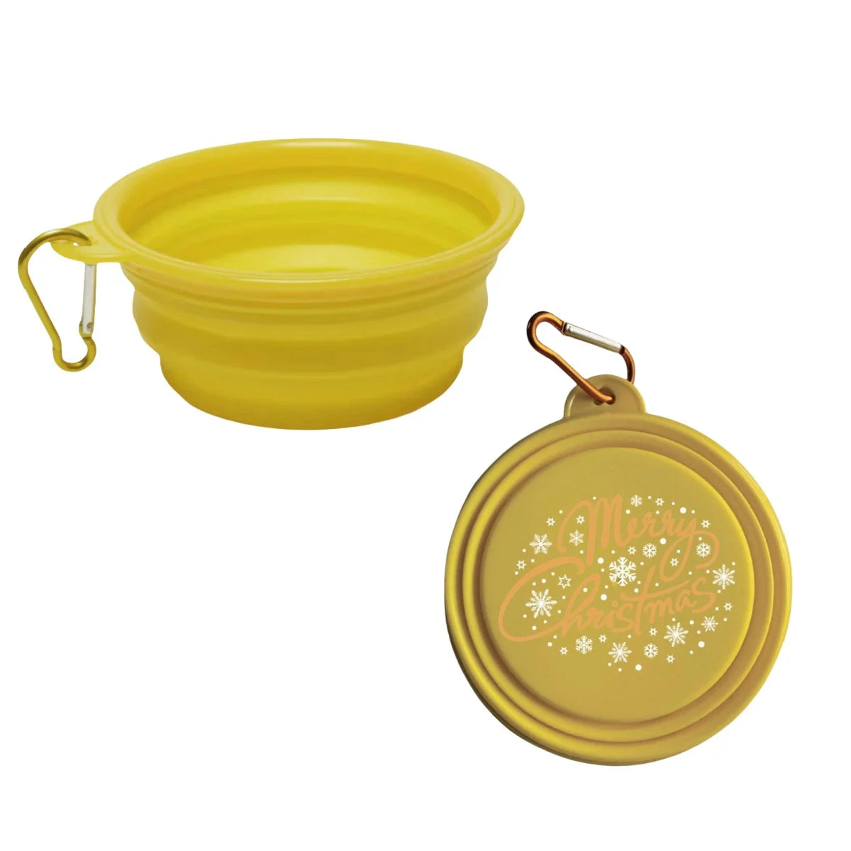 Collapsible Silicone Dog Food Water Bowl Cute Christmas Pet Bowl Outdoor Travel Portable Folding Supplies Dishes with Carabiner
