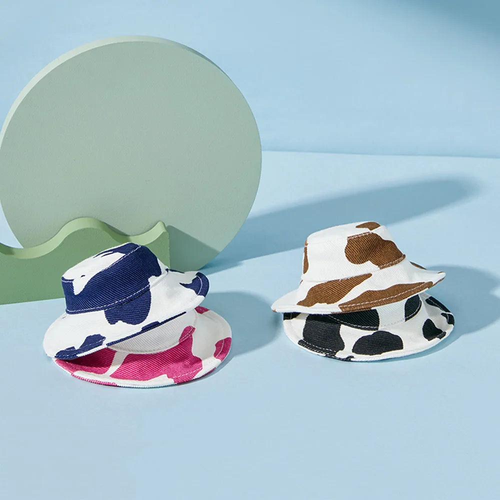 Cute Bucket Hat for Dogs Pet Outdoor Sunscreen Hat Summer Cap Puppy Dog Hat with Adjustable Belt for Small Medium and Large Dogs