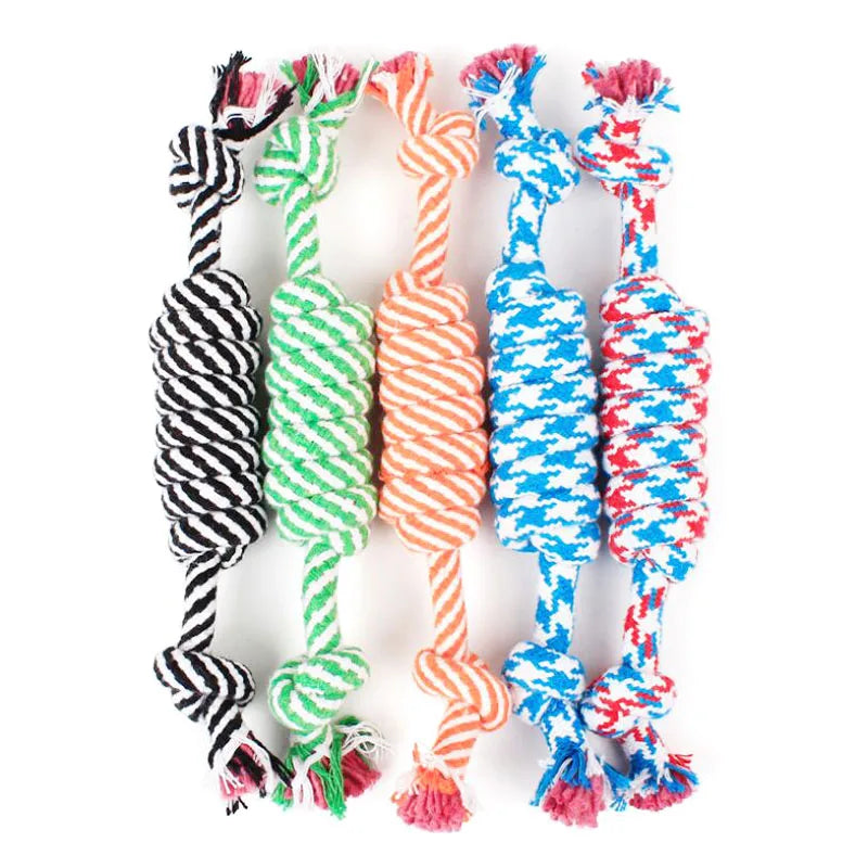 1Pcs Cotton Chew Pets dogs Toys Puppy Durable Braided Bone Knot Rope 27CM Tooth Cleaning Tool Pet Products Dropshipping Center