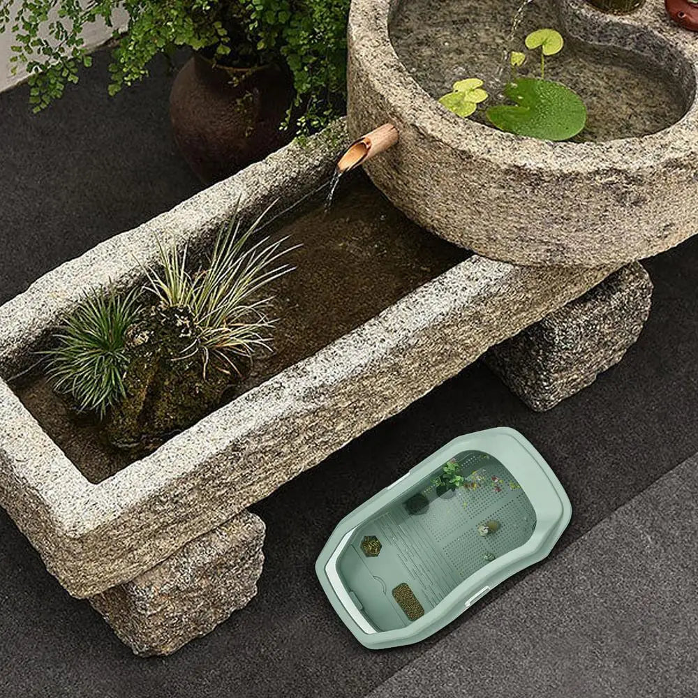 Turtle Tank Aquarium Baby Turtle Habitat With Lid Pet Turtle Habitat Detachable Double Layers Turtle Tank Anti-Slip Tortoise