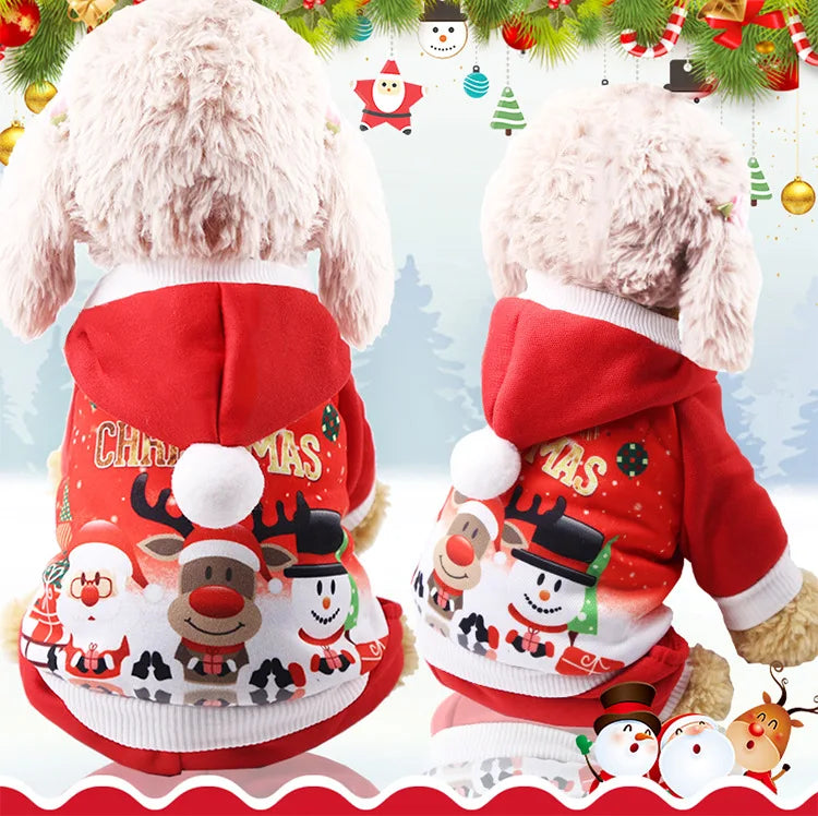 Dog Winter Warm Pet Clothes Christmas Clothes for Small Medium Dogs Elk Santa Claus Dog Coat Hoodies Christmas Dogs Costume