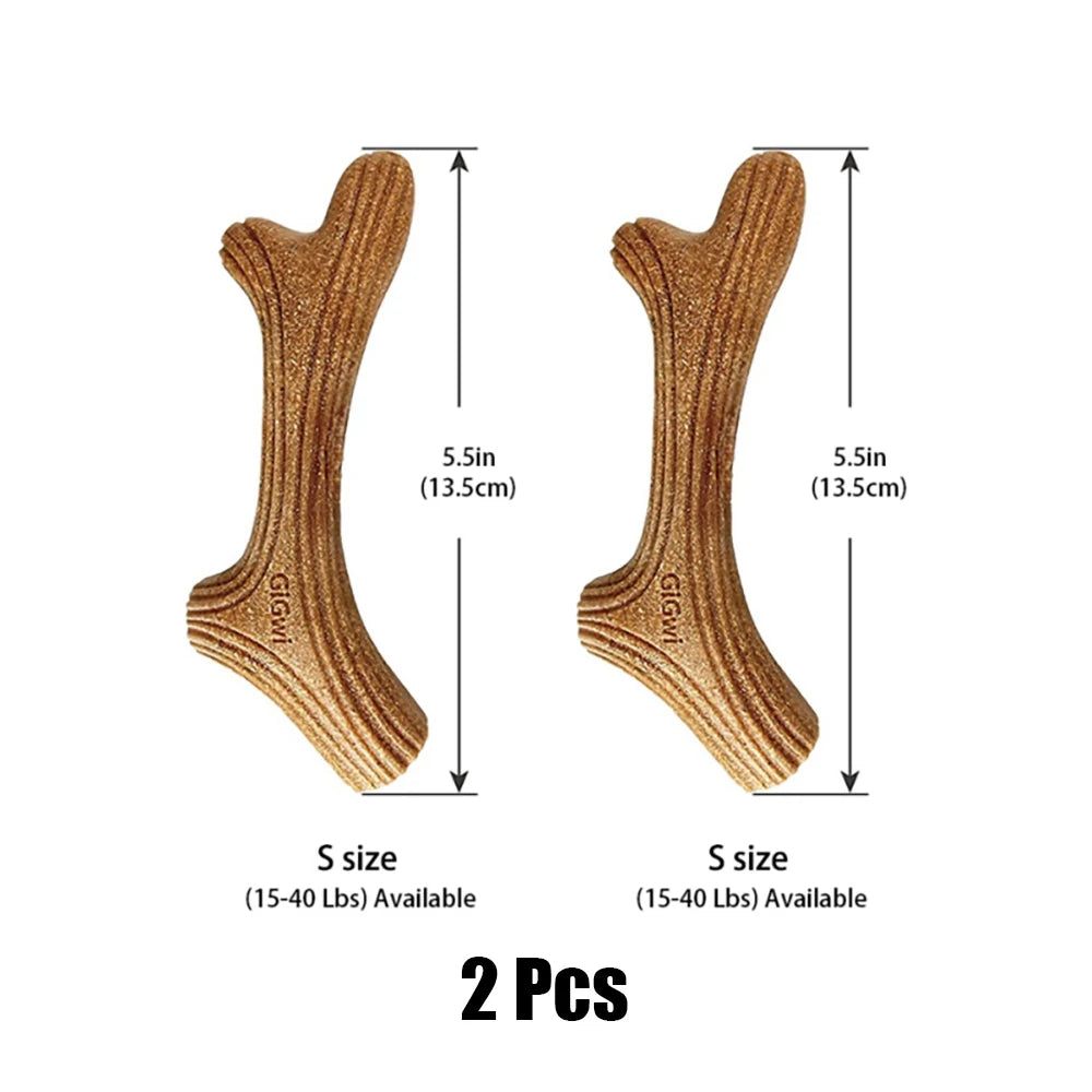 Gigwi Dog Chew Toys Real Wooden Deer Antlers for Aggressive Chewers Large Dog Chewing Indestructible Tough Durable Pet Toys Gift