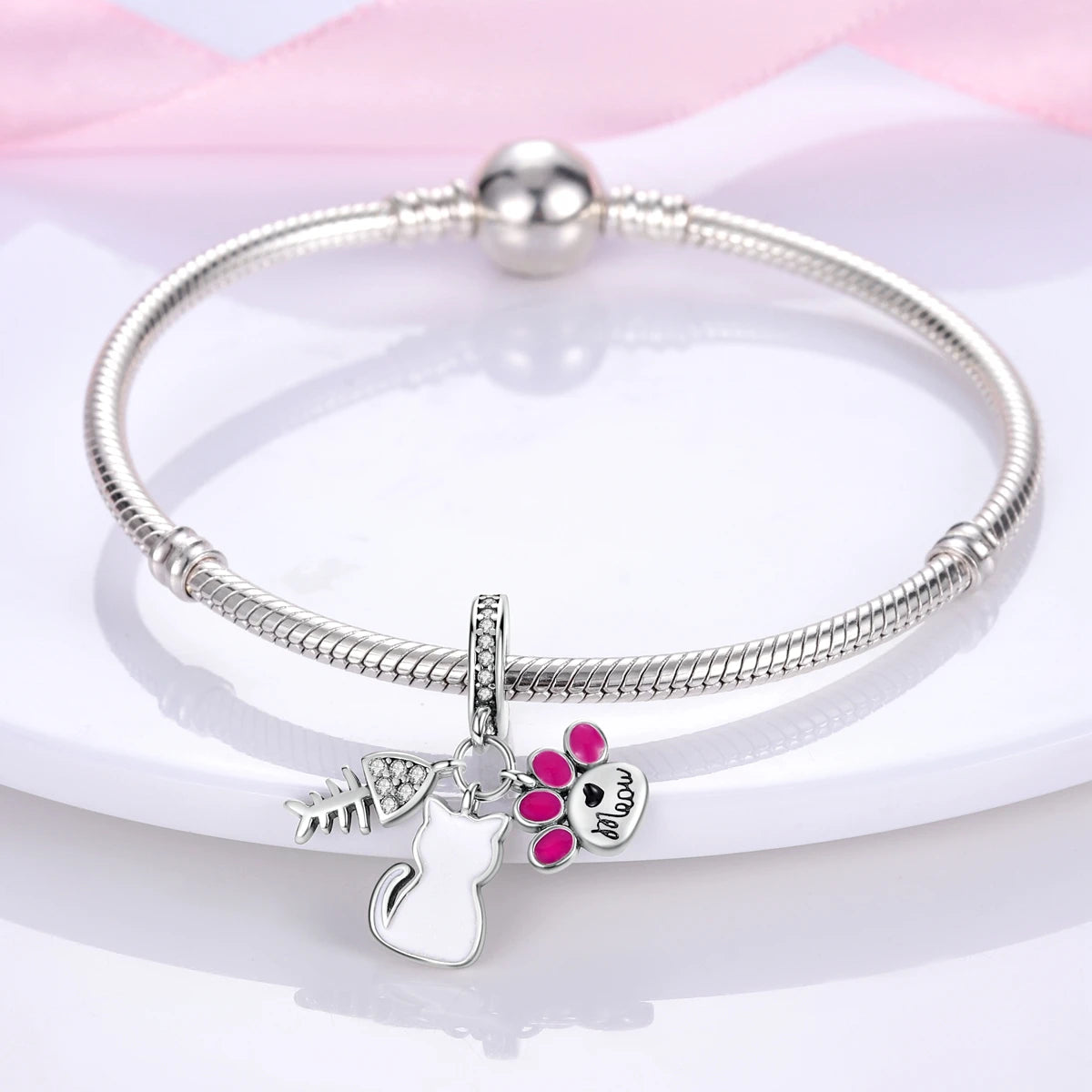 MULA 1PC Coffee Pet Moon Star Silver Plated Pendant Fit Original Snake Chain Charm Bracelet DIY Women Jewelry Gift