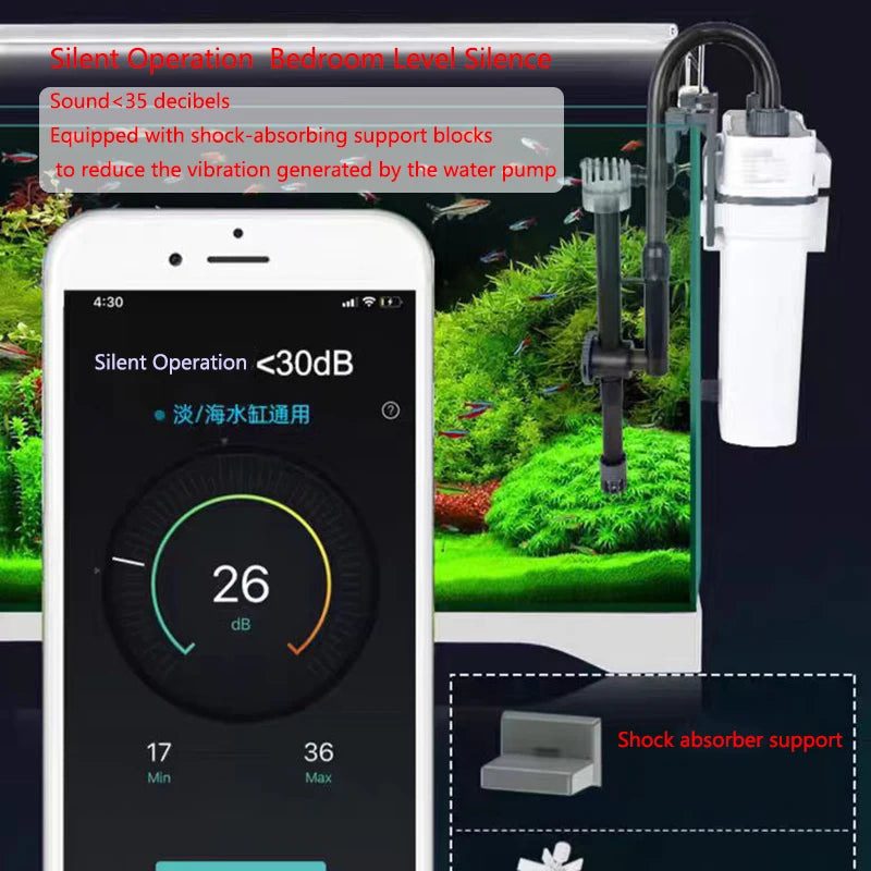  Fish Tank Filter Wall Mounted Filter bucket external filter bucket With Pump Silent External Aquarium Water Purification 7W