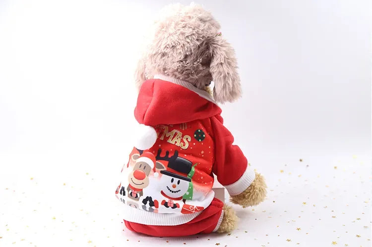 Dog Winter Warm Pet Clothes Christmas Clothes for Small Medium Dogs Elk Santa Claus Dog Coat Hoodies Christmas Dogs Costume