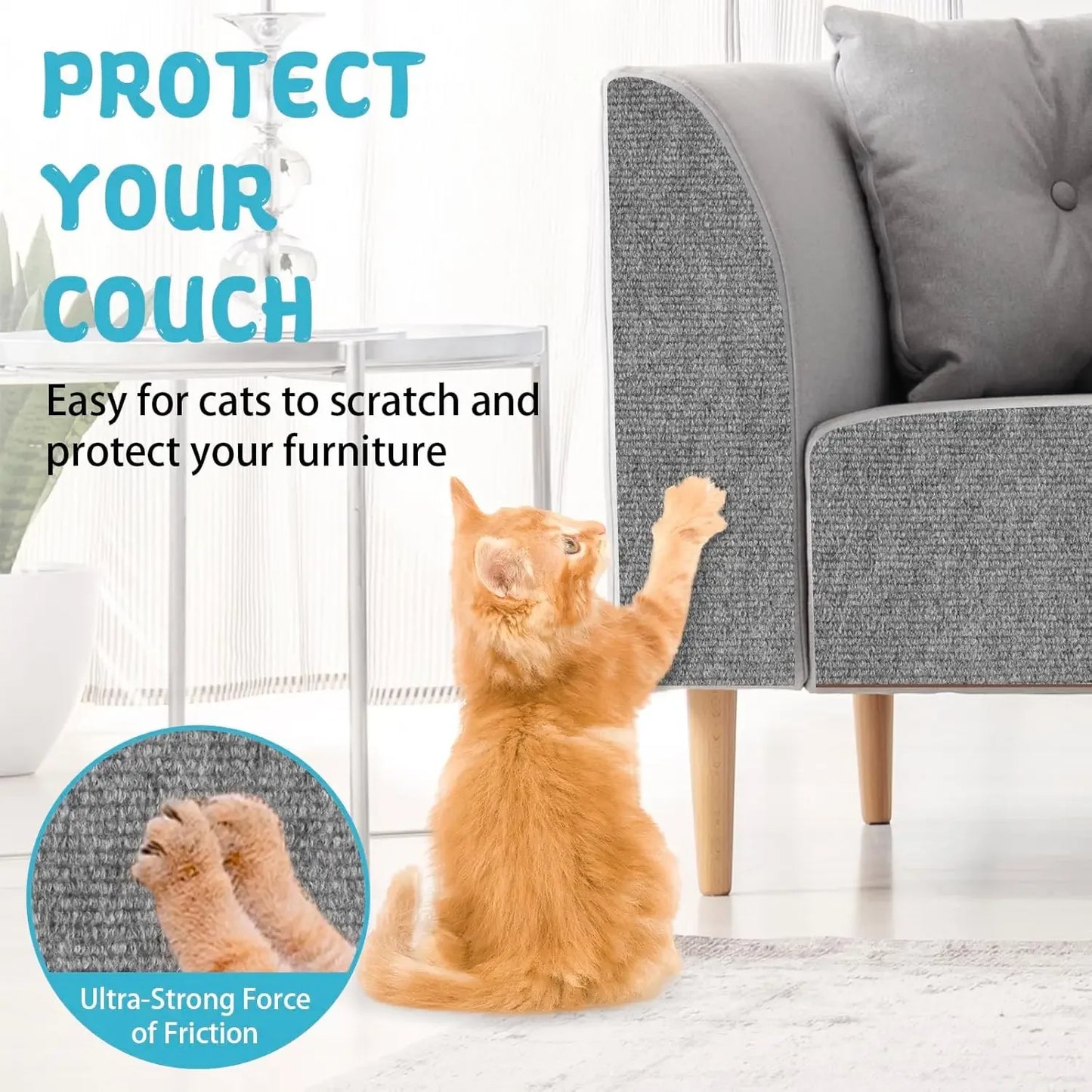 Trimmable Anti Cat Scratch Mat Self-Adhesive Carpet Mat Pad Cat Pet Scratcher Furniture Couch Corner Indoor Sofa Wall Protector